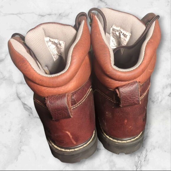 Iron‎ Age Mens Brown Leather Work & Safety Boots Size 7M Women\'s 8.5-9 Mt75